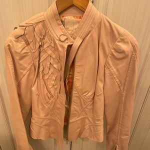 Tracy Reese light pink leather Jacket. Size Small